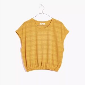 Madewell Pointelle Knit Short-Sleeve Crop Top / MEDIUM / mustard